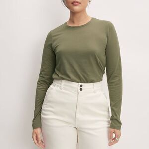 Everlane The Organic Cotton Long-Sleeve Crew Kalamata Olive